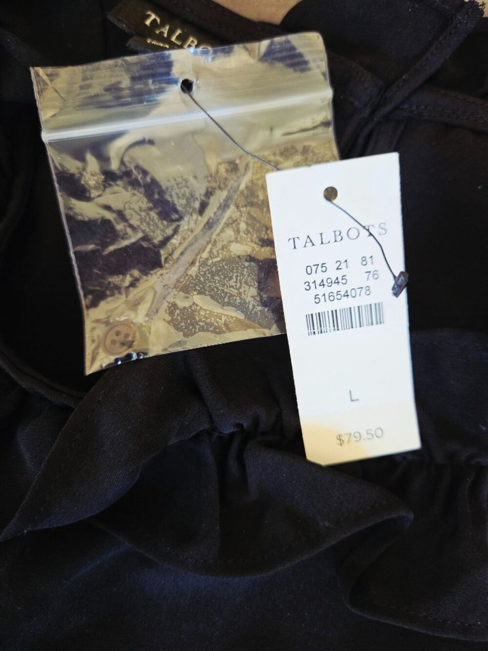 Talbots Womens Black Sleeveless Ruffle-Neck Blouse Size L New With Tags - Picture 6 of 11
